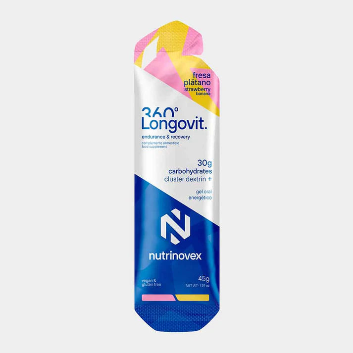 NUTRIVEX Longovit 360 Gel · 30/50g CHO Fresa y plátano