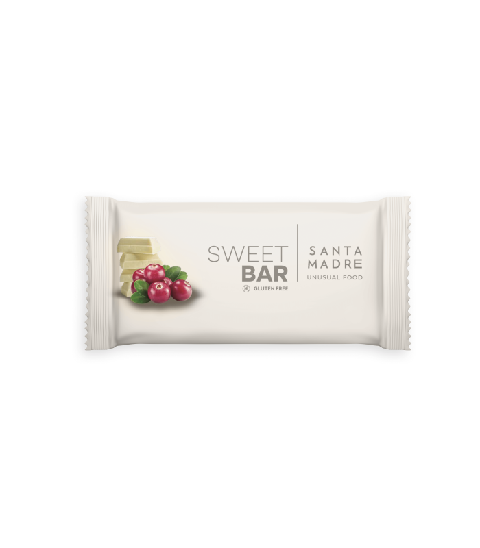 BARRITA DE ENERGÉTICA SIN GLUTEN · SWEET BAR - CHOCOLATE BLANCO Y ARÁNDANOS